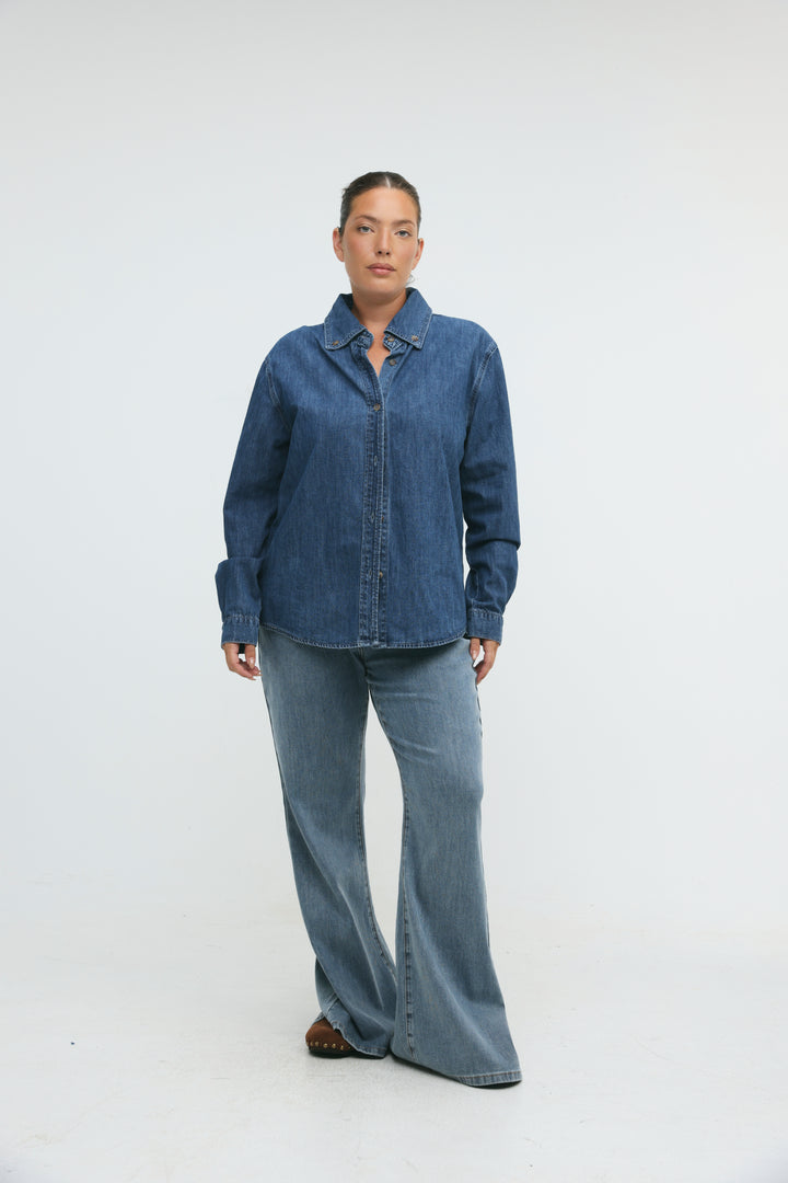 Leo Cream Denim Buttoned Shirt