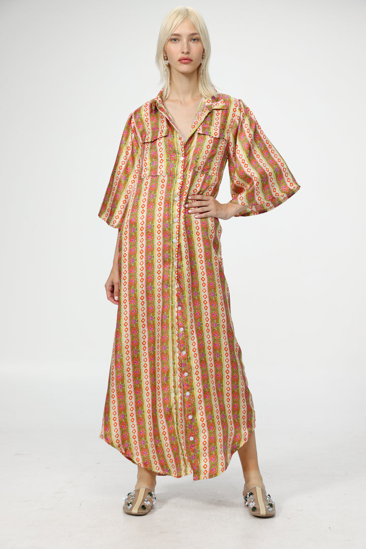 Striped Maxi Shirt Dress