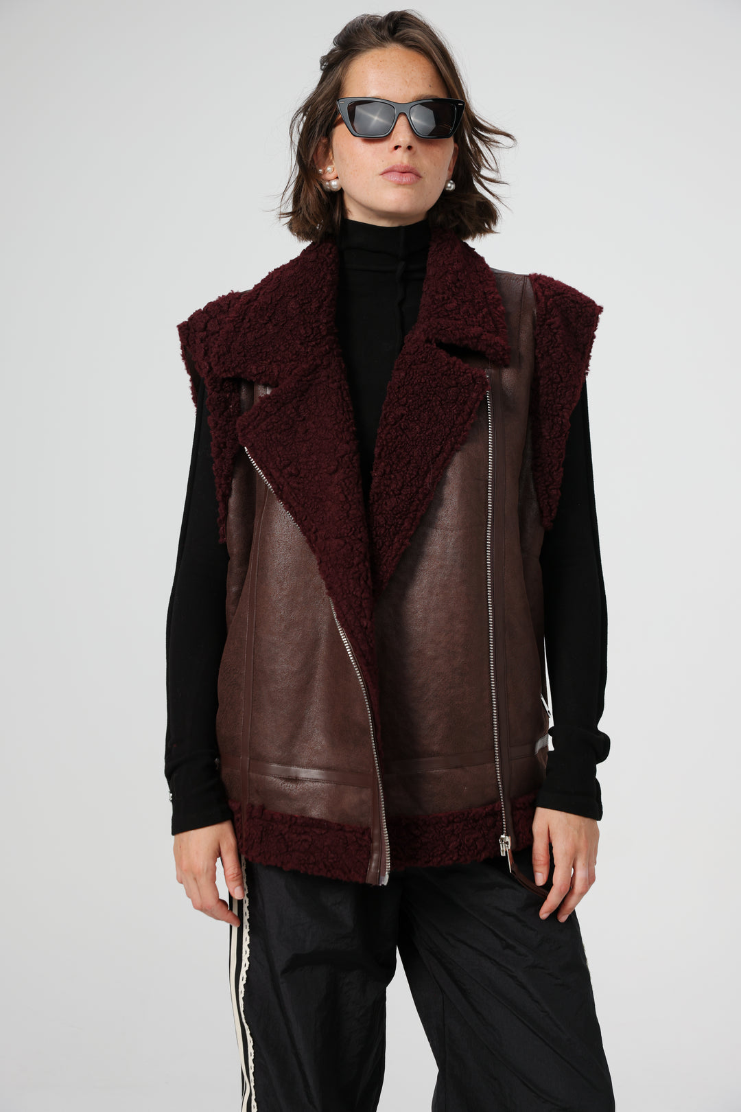 Faux Leather Wine Vest