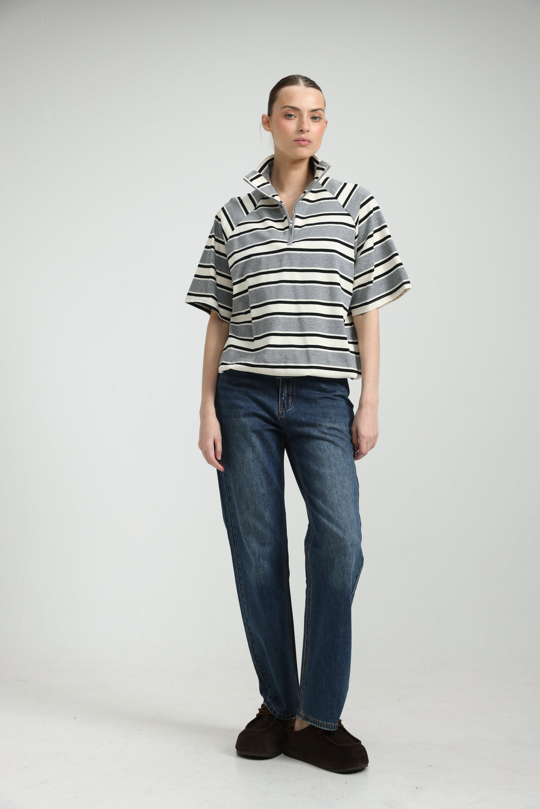Adamon Grey Striped Polo