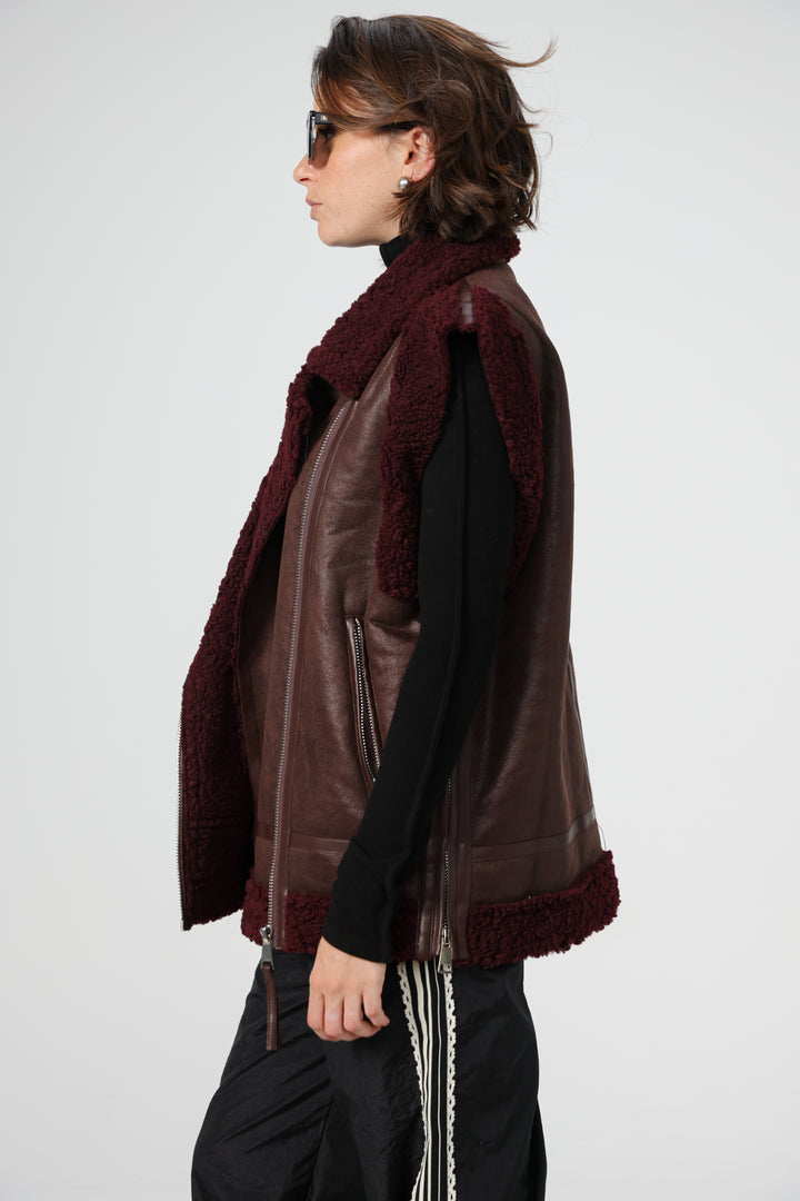 Faux Leather Wine Vest