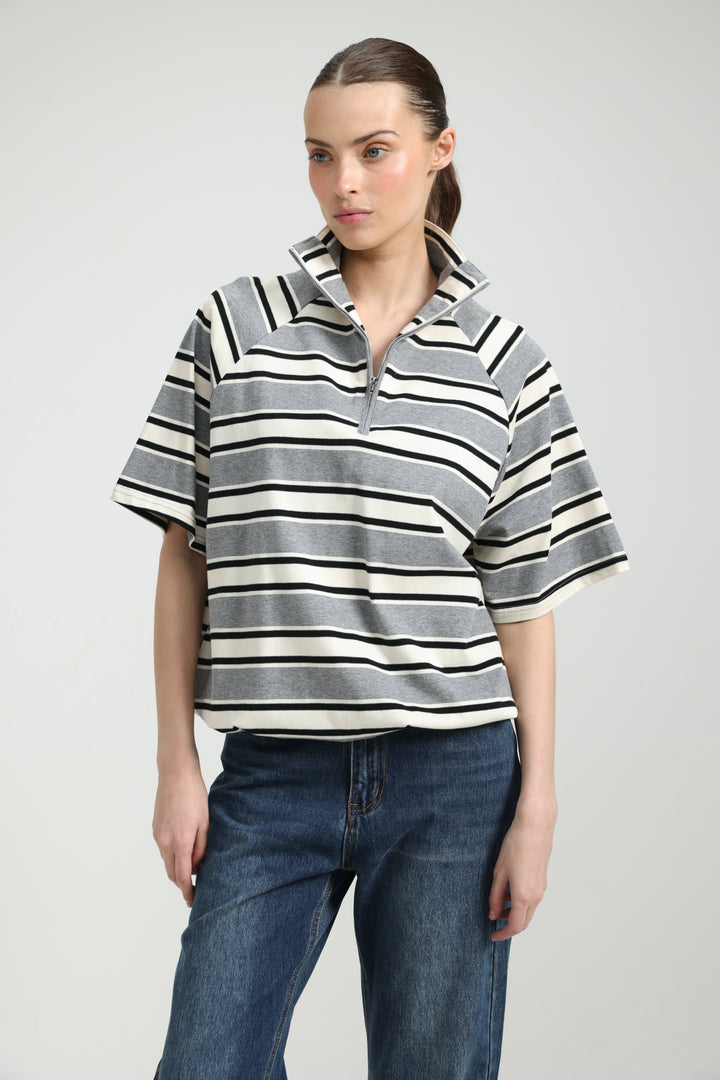 Adamon Grey Striped Polo