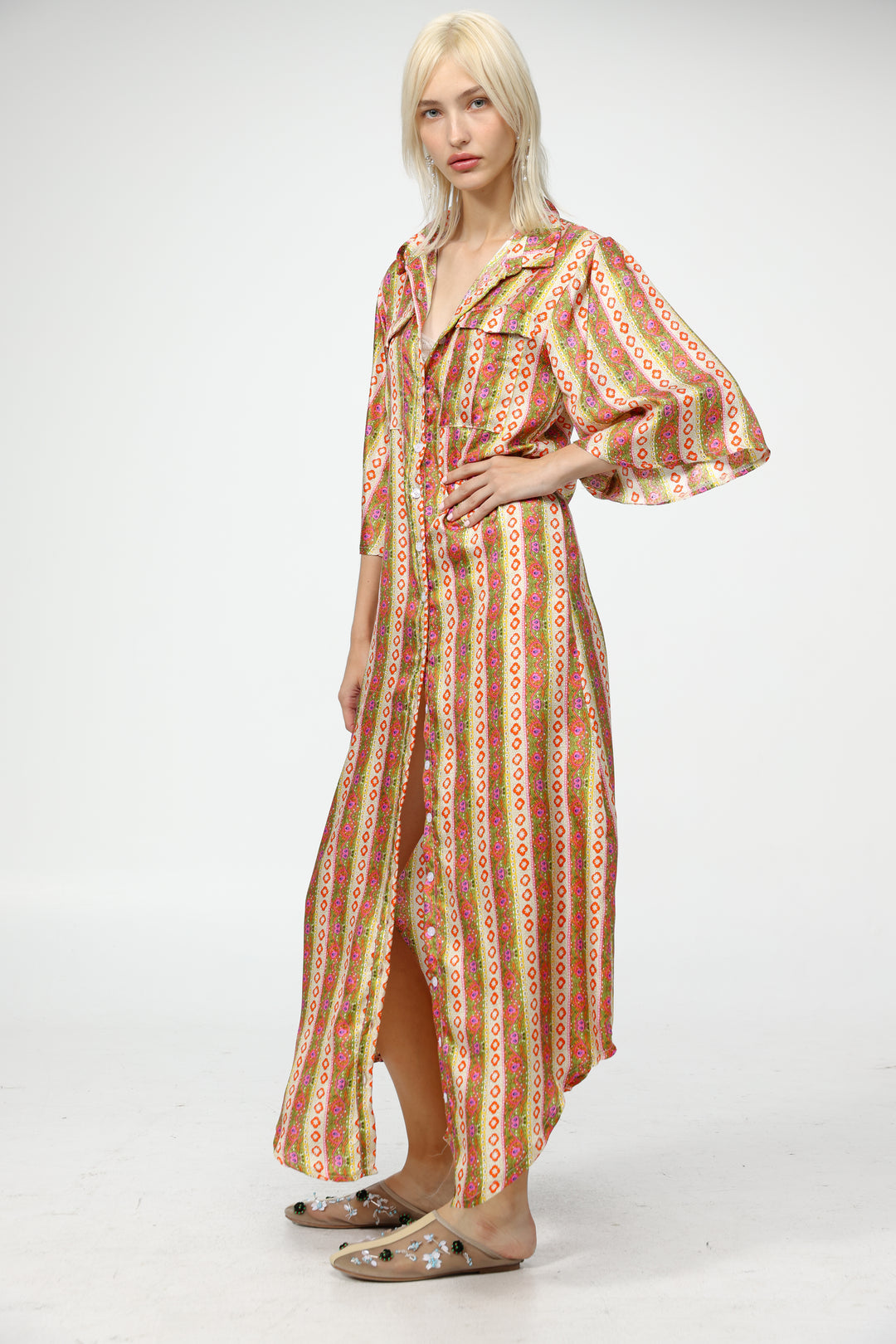 Striped Maxi Shirt Dress