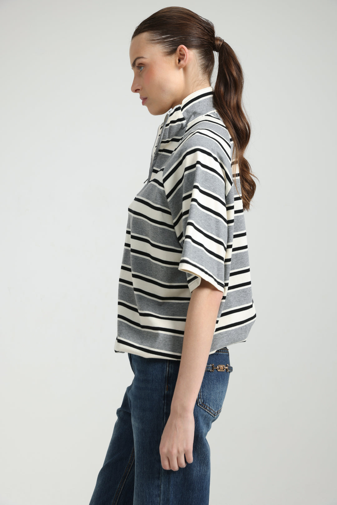 Adamon Grey Striped Polo