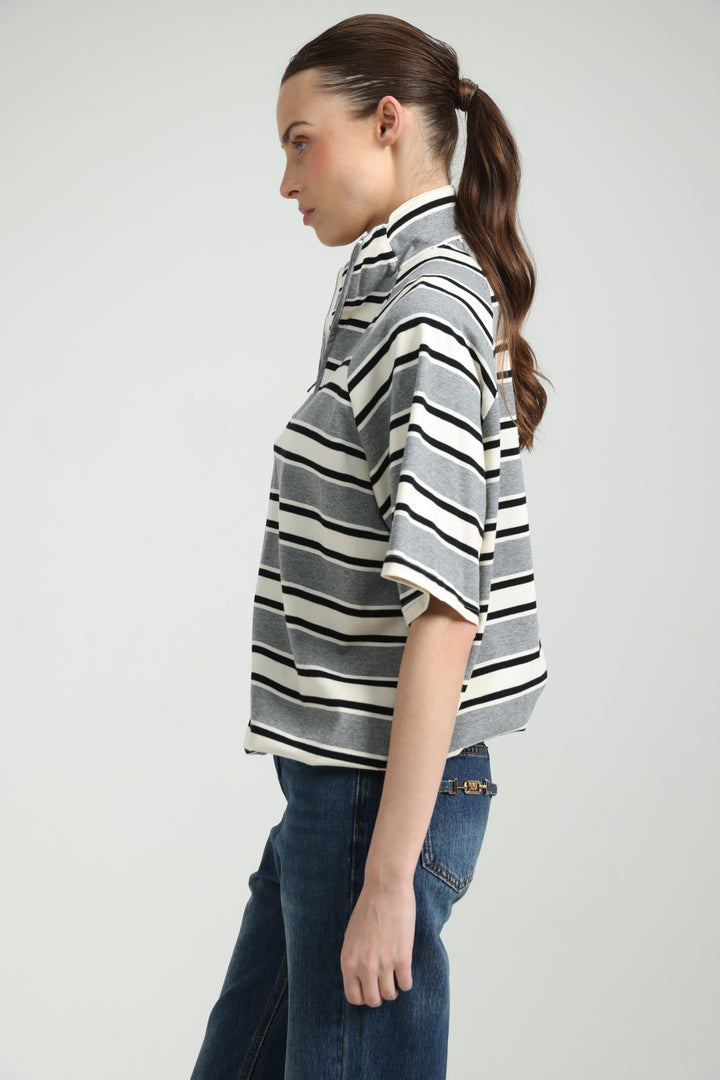 Adamon Grey Striped Polo