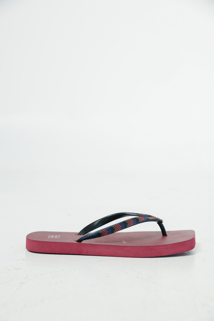 EE Wine Beaded Flip-Flops