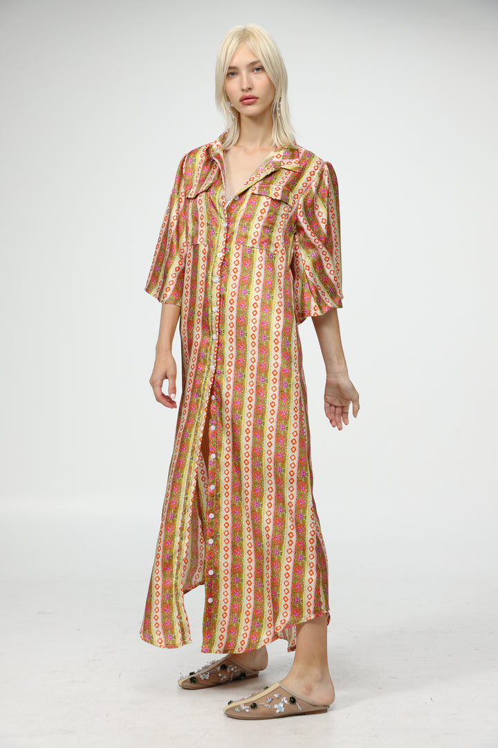 Striped Maxi Shirt Dress