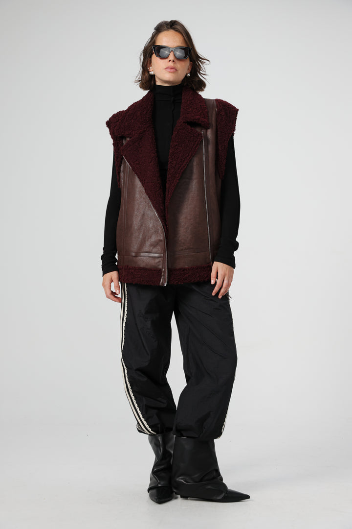 Faux Leather Wine Vest