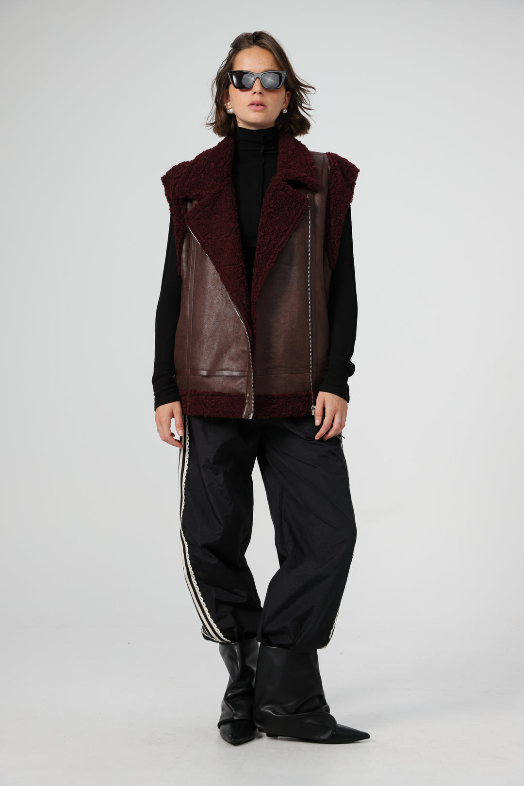 Faux Leather Wine Vest