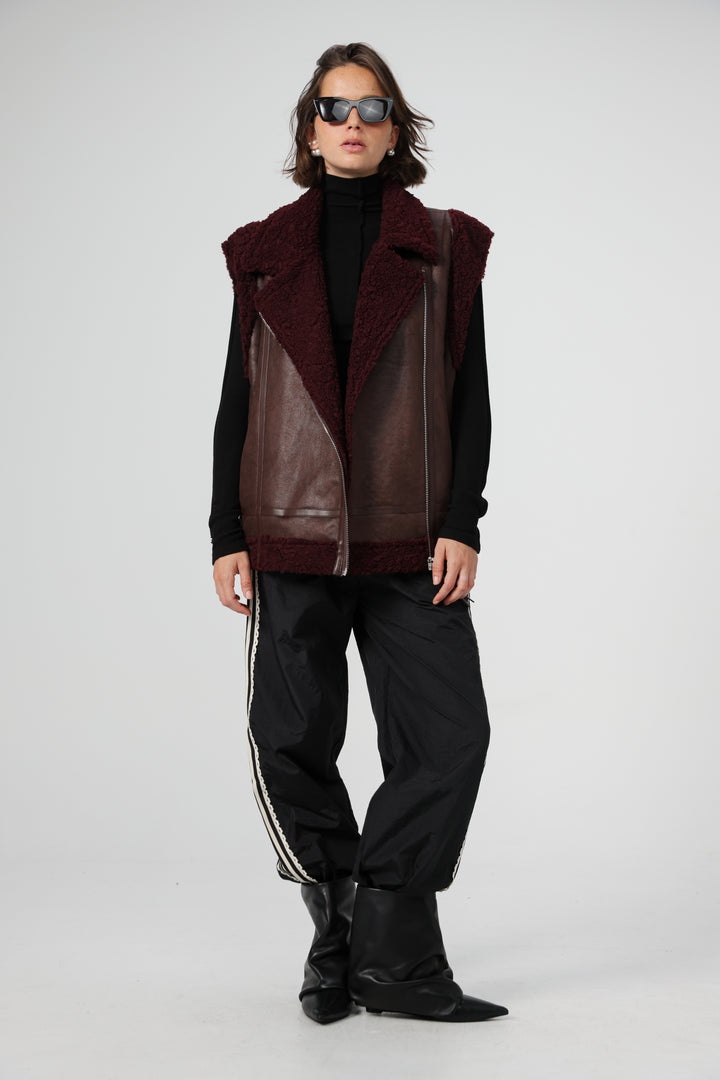 Faux Leather Wine Vest