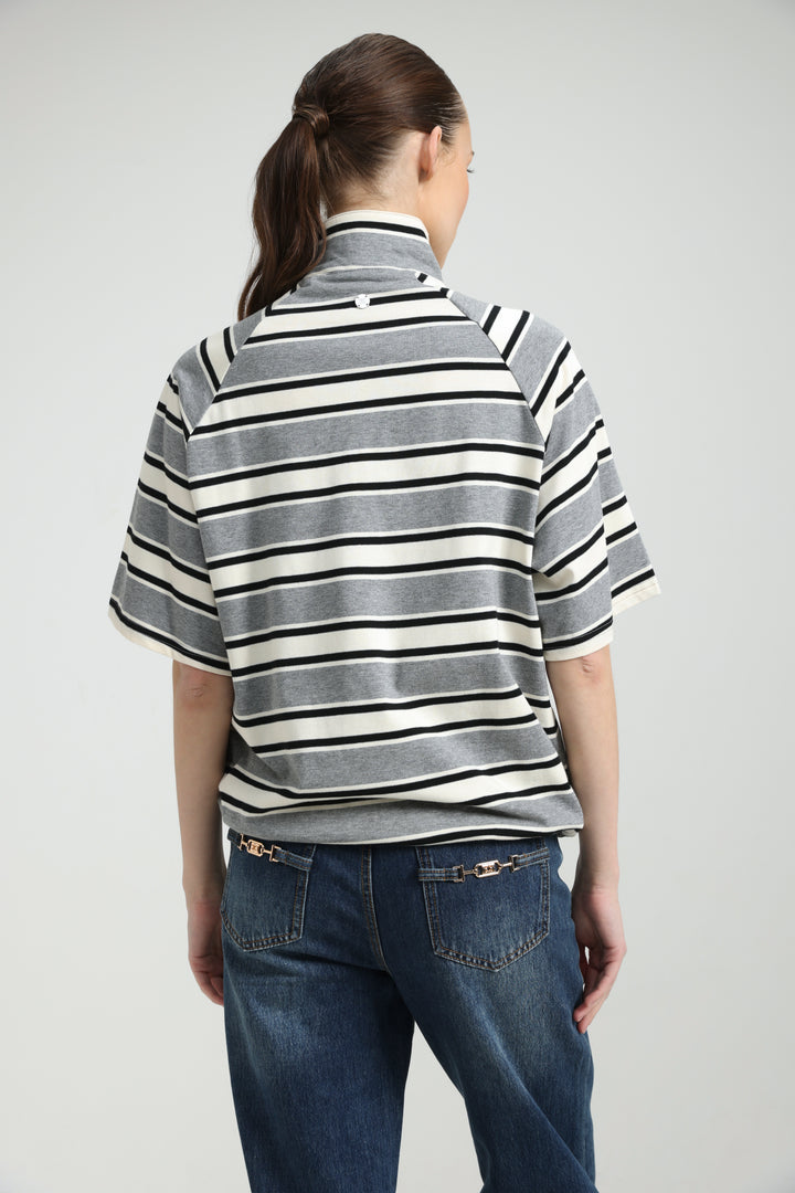Adamon Grey Striped Polo