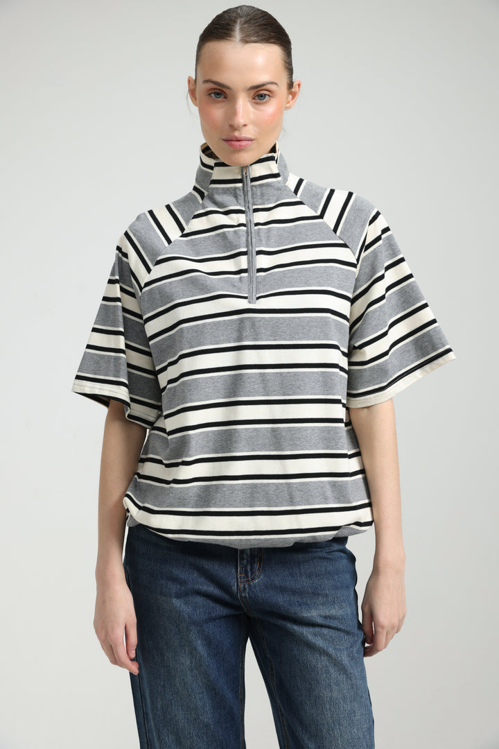 Adamon Grey Striped Polo