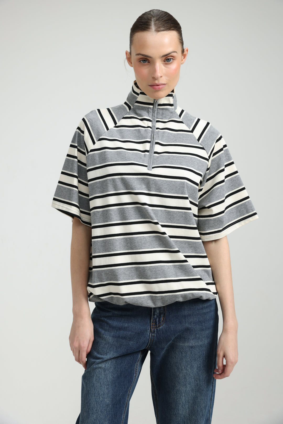 Adamon Grey Striped Polo