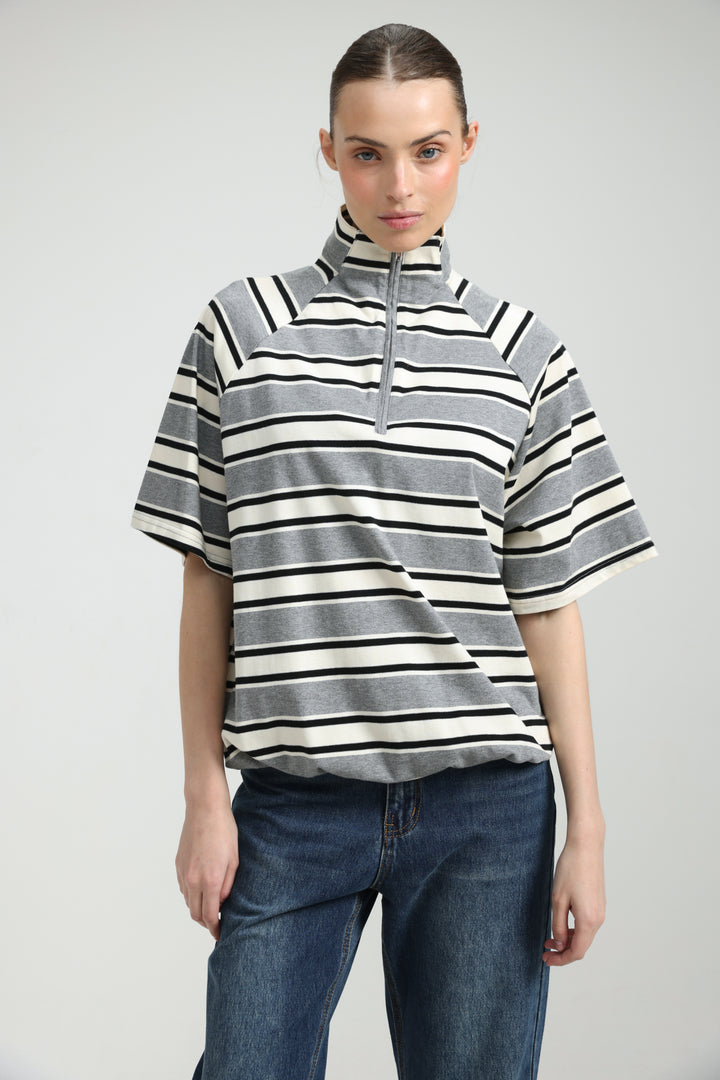 Adamon Grey Striped Polo