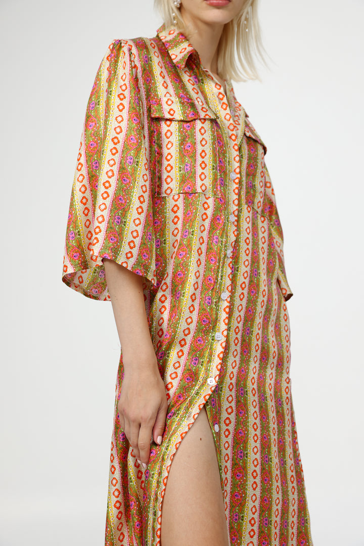 Striped Maxi Shirt Dress