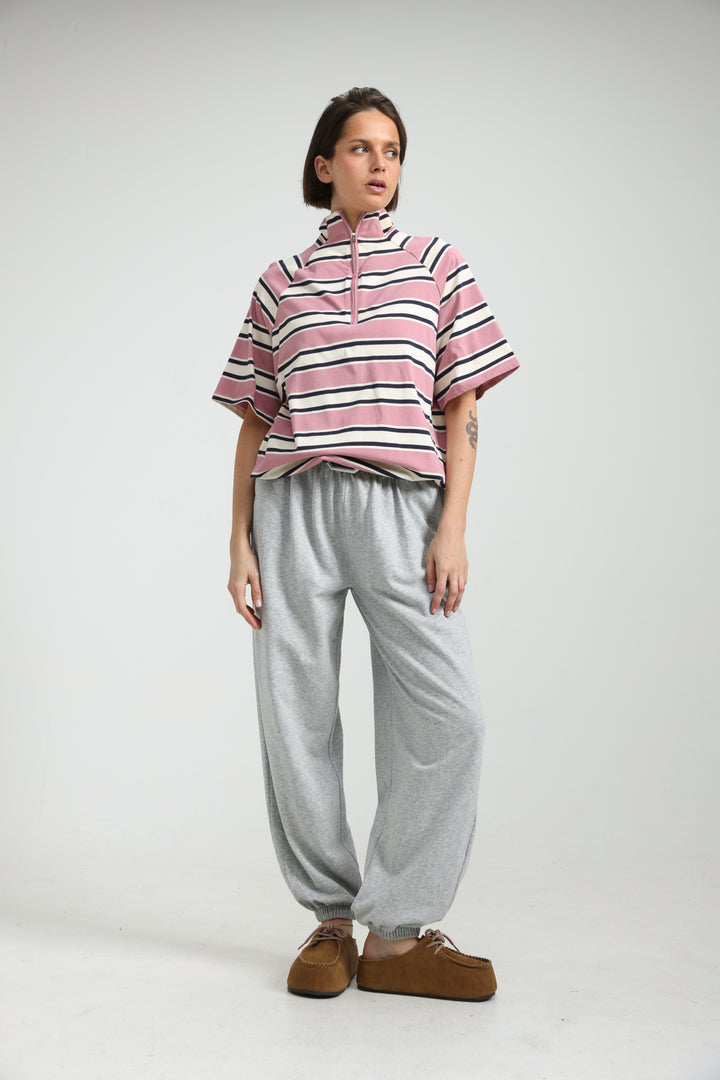 Adamon Pink Striped Polo
