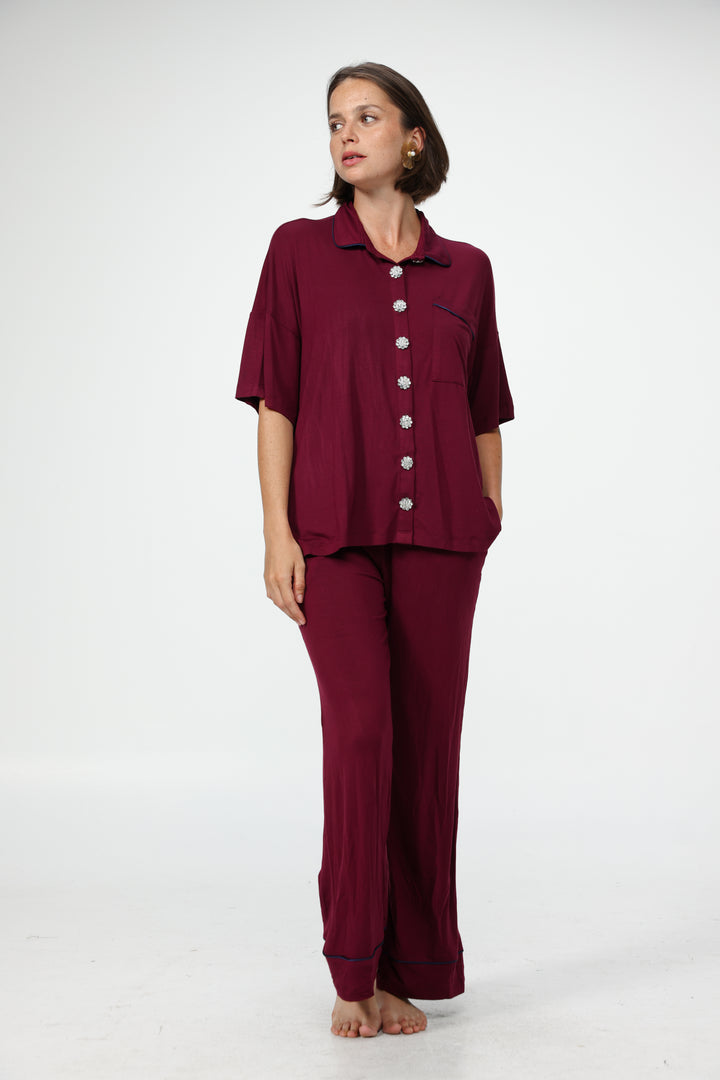 Digi Wine Pajama Set