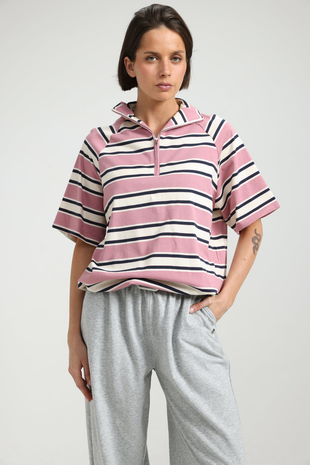 Adamon Pink Striped Polo