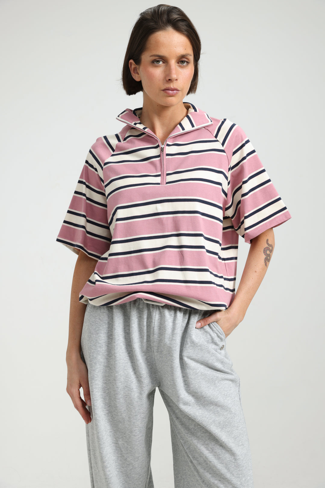 Adamon Pink Striped Polo