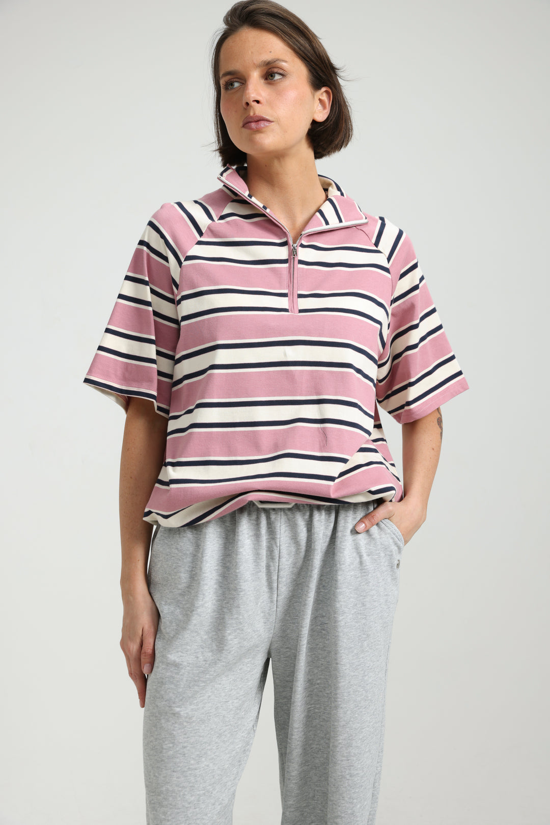Adamon Pink Striped Polo