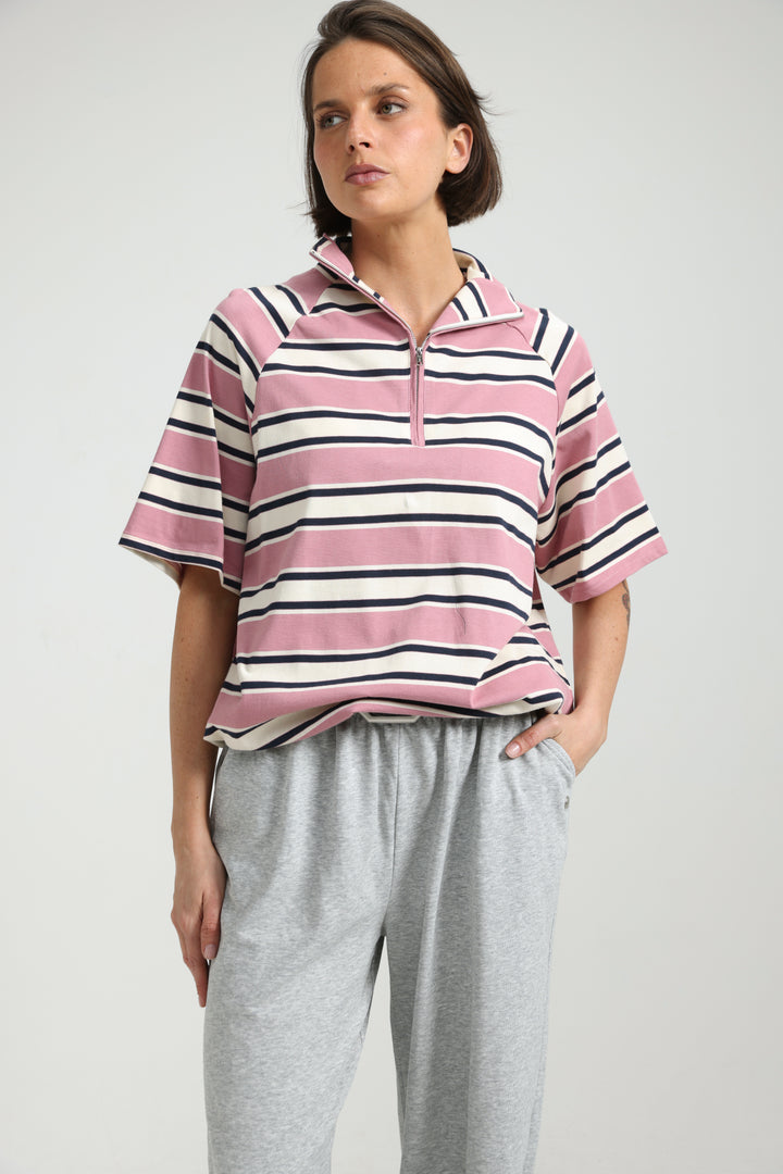 Adamon Pink Striped Polo