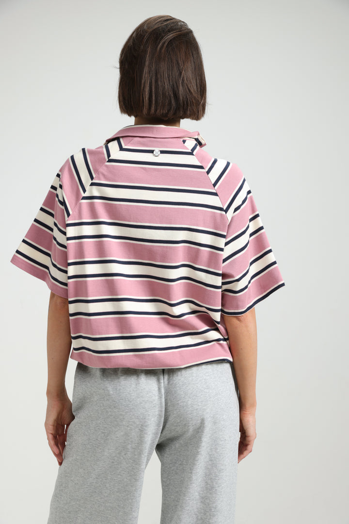 Adamon Pink Striped Polo
