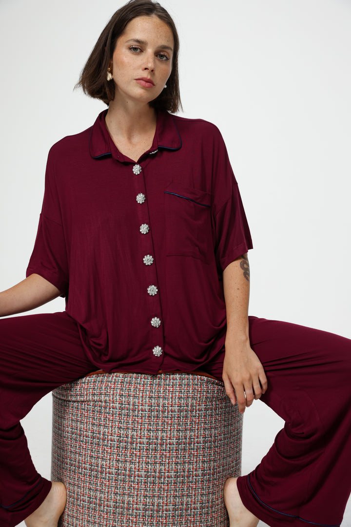 Digi Wine Pajama Set