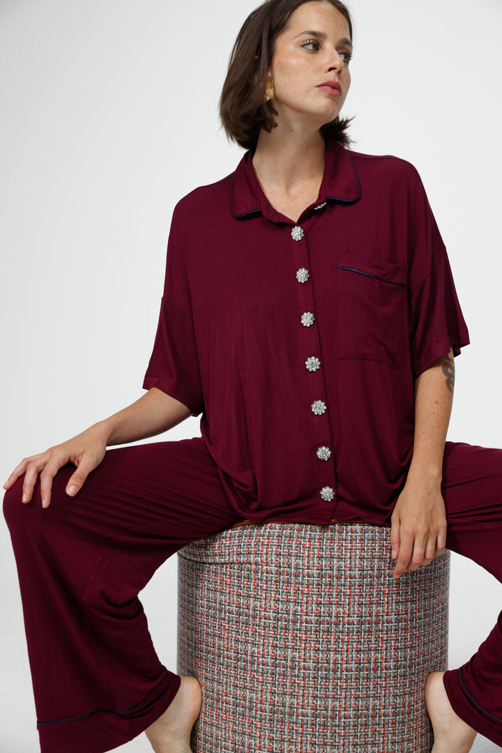 Digi Wine Pajama Set