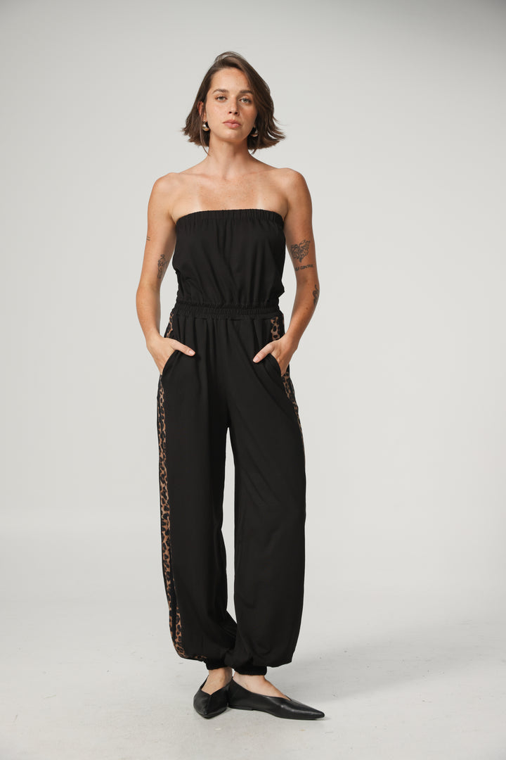 Bali Black/Leopard Jumpsuit