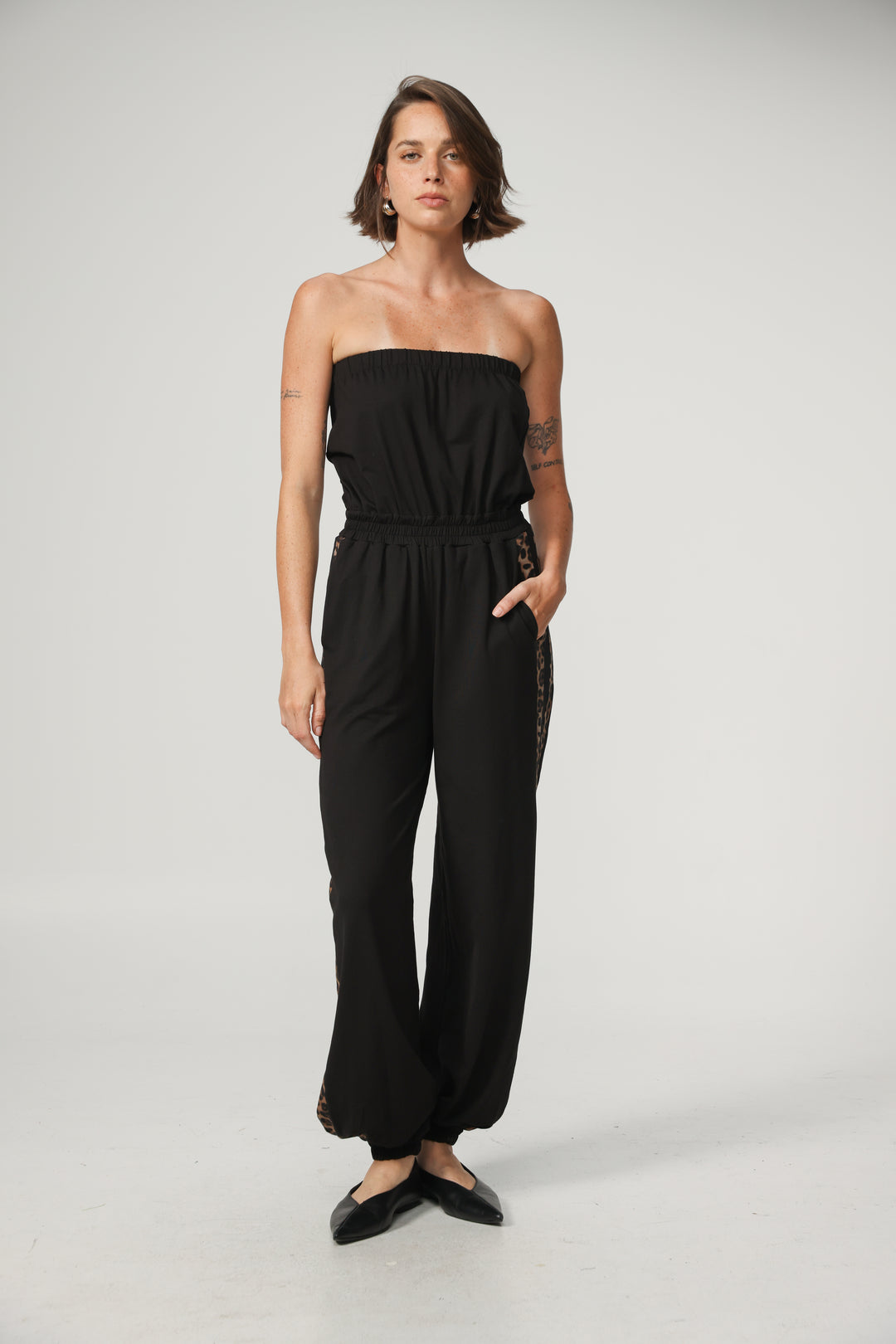 Bali Black/Leopard Jumpsuit
