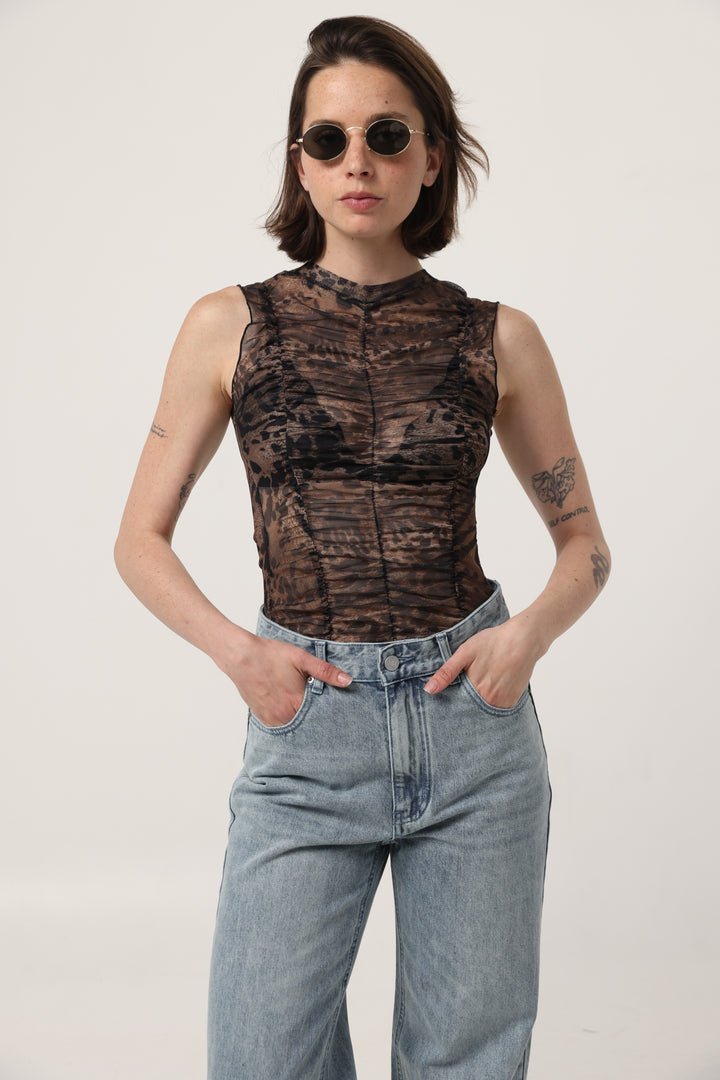Touch Leopard Mesh Tank