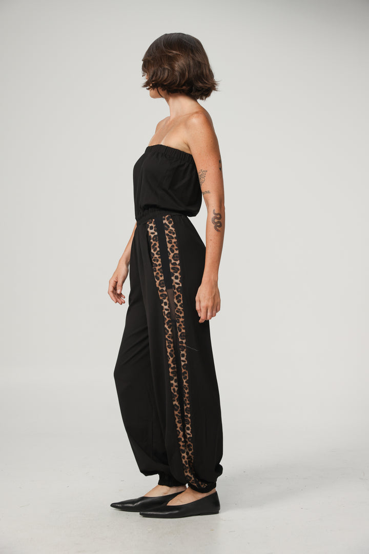 Bali Black/Leopard Jumpsuit