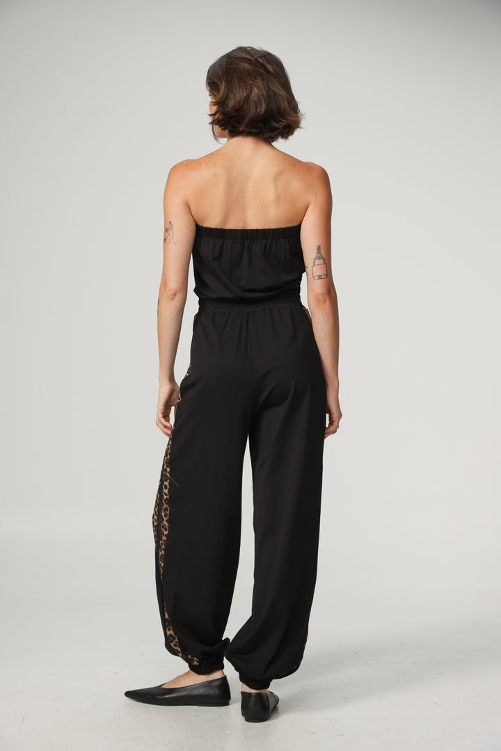 Bali Black/Leopard Jumpsuit