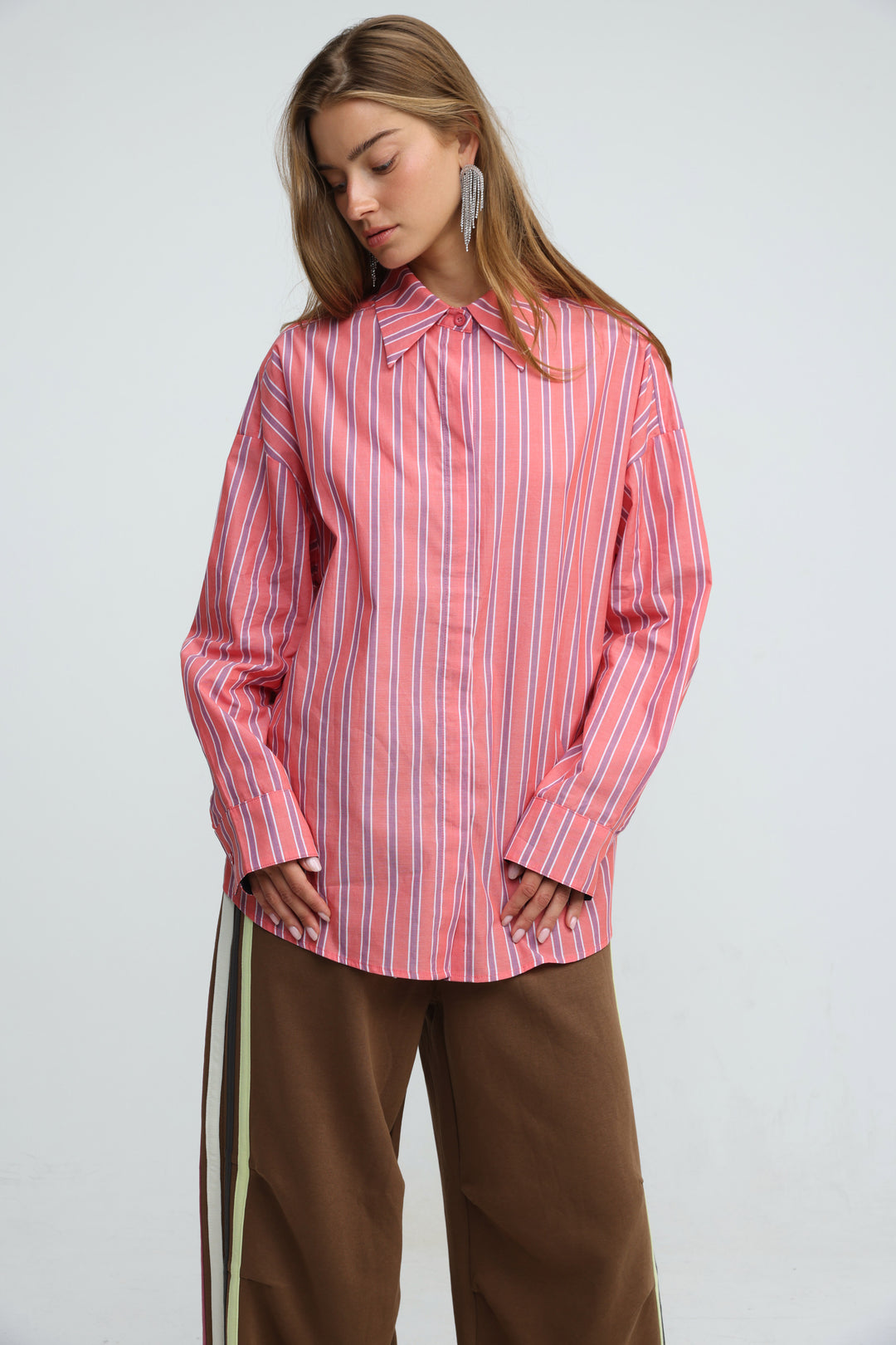 Relaxed Striped Pink Buttoned Shirt
