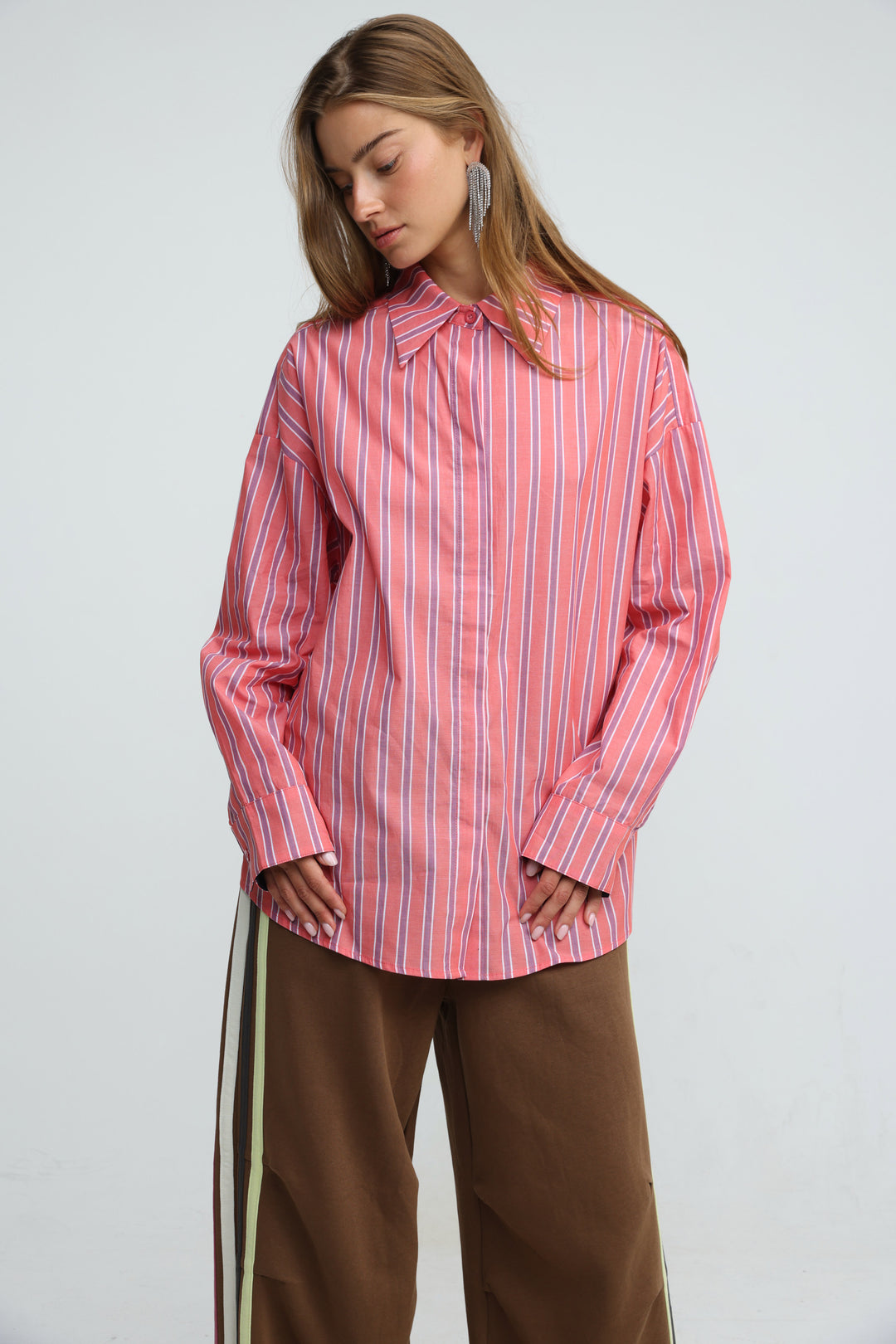 Relaxed Striped Pink Buttoned Shirt