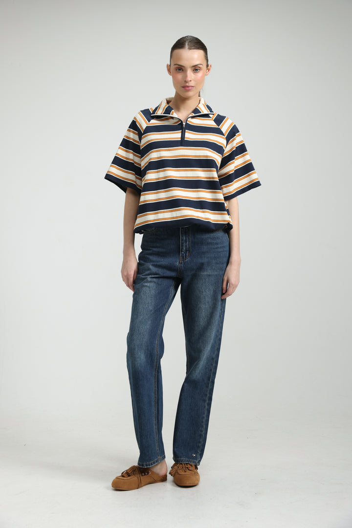 Adamon Navy Striped Polo