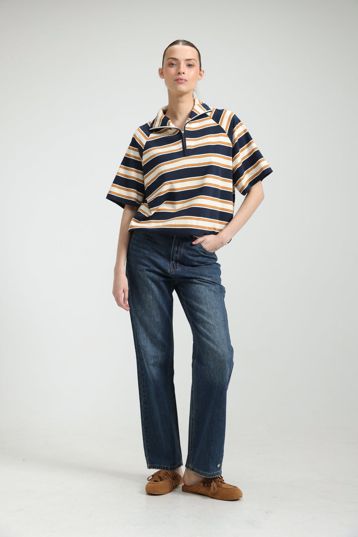 Adamon Navy Striped Polo