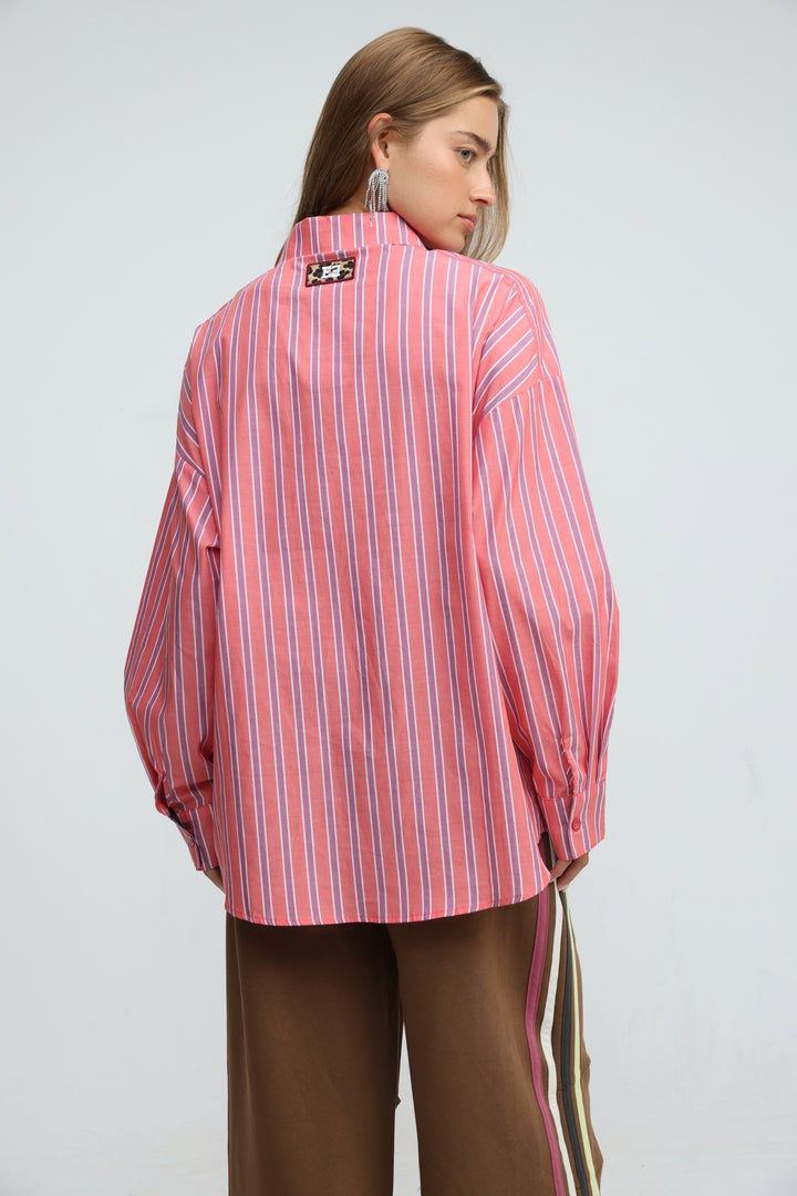 Relaxed Striped Pink Buttoned Shirt