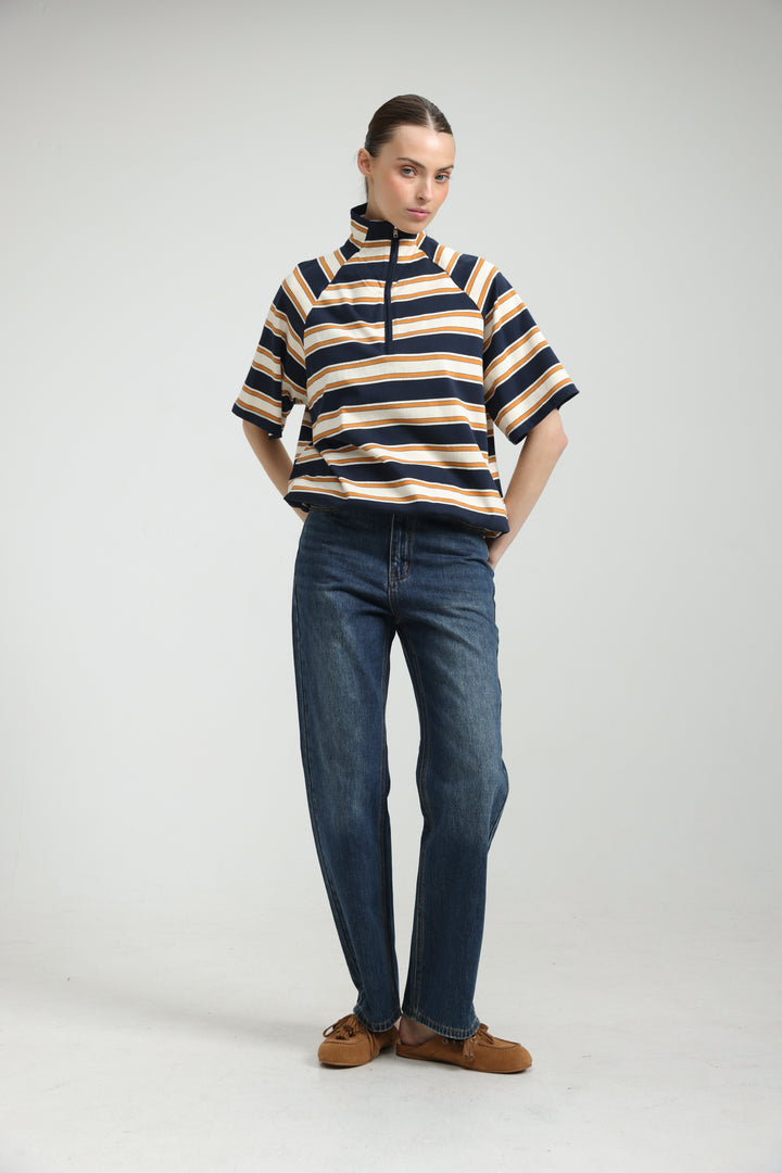 Adamon Navy Striped Polo