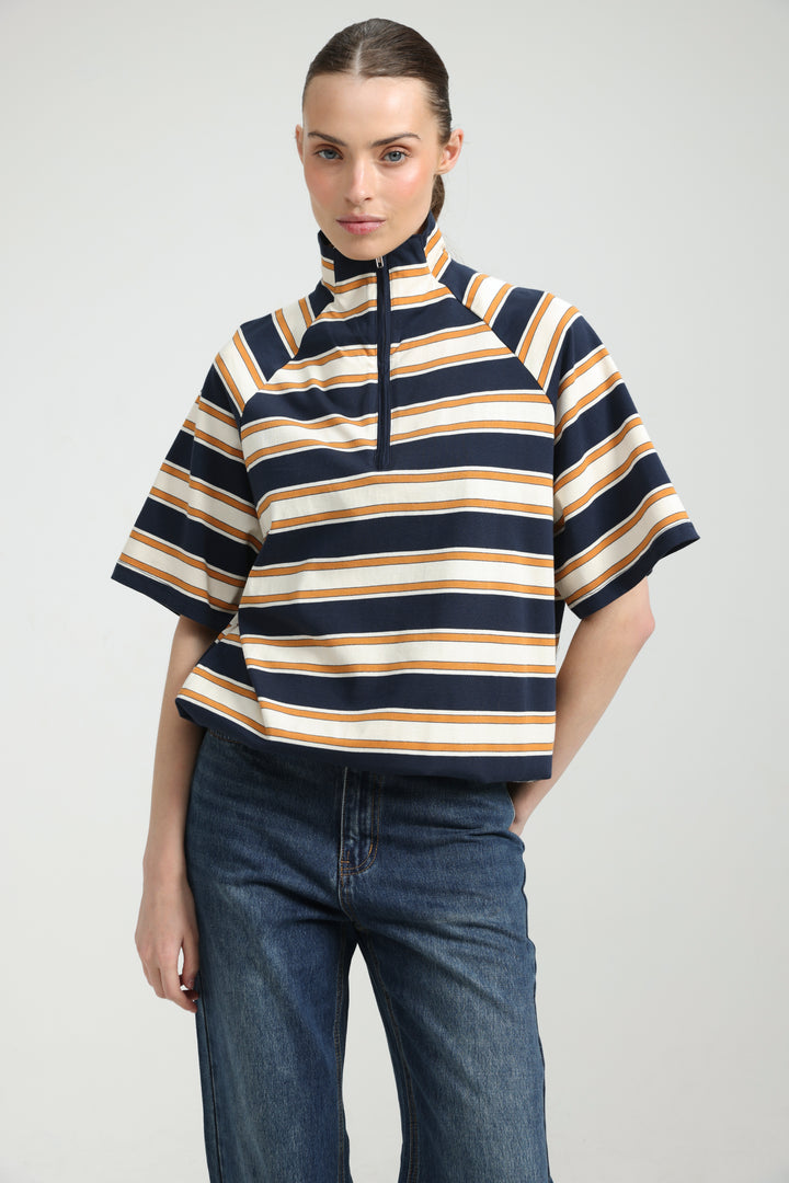 Adamon Navy Striped Polo