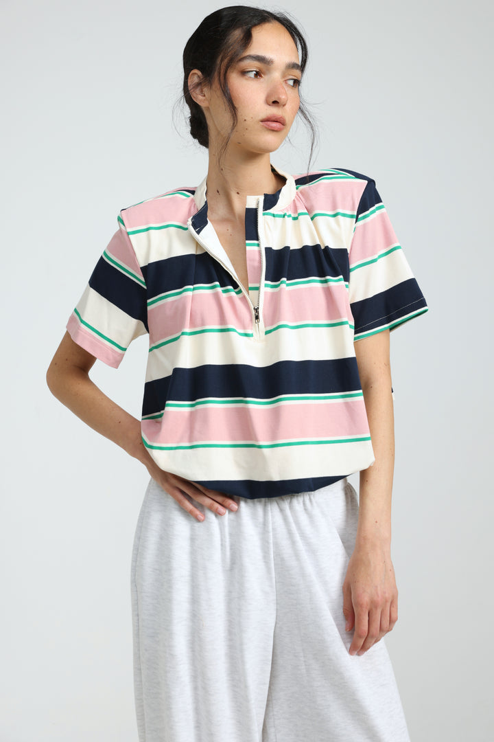 Charm Pink Striped Polo