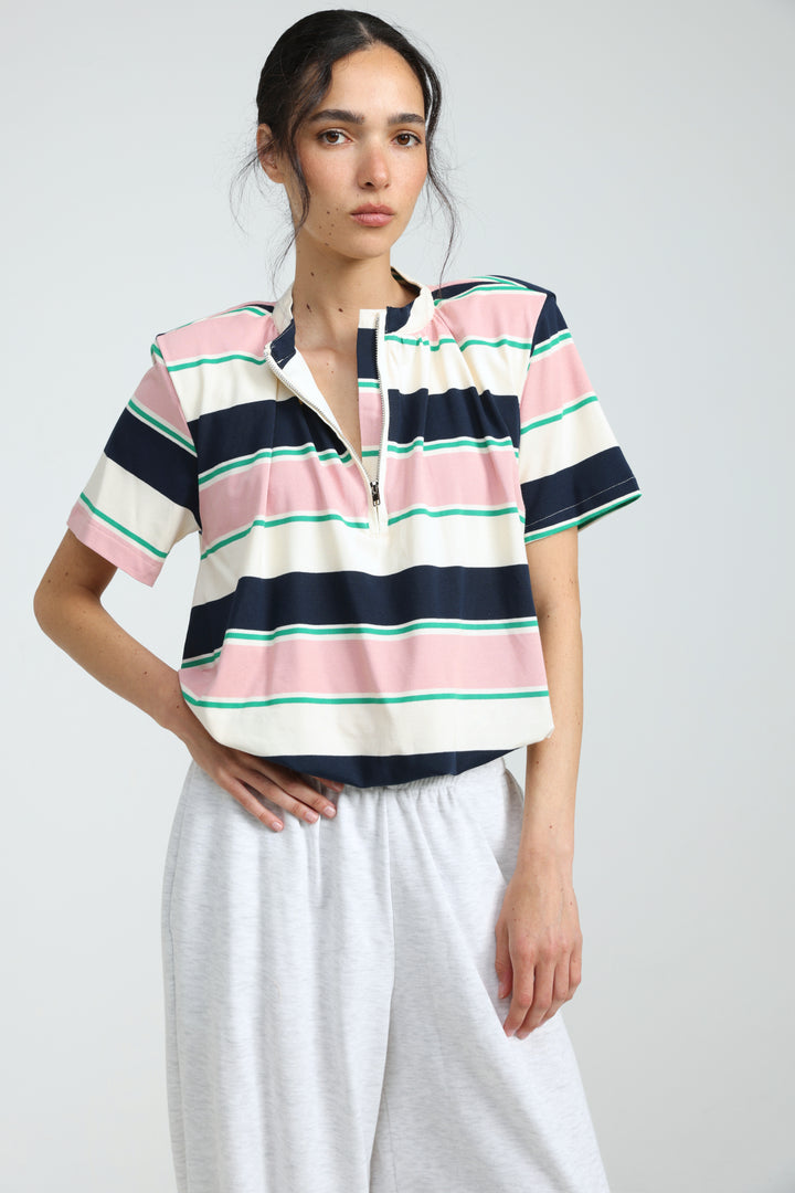 Charm Pink Striped Polo