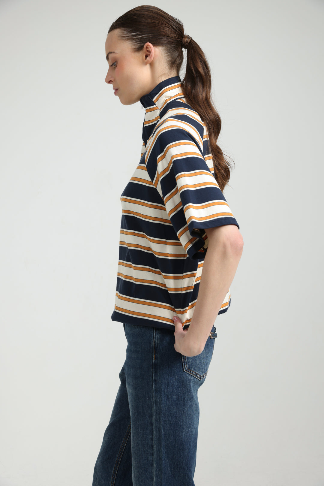 Adamon Navy Striped Polo