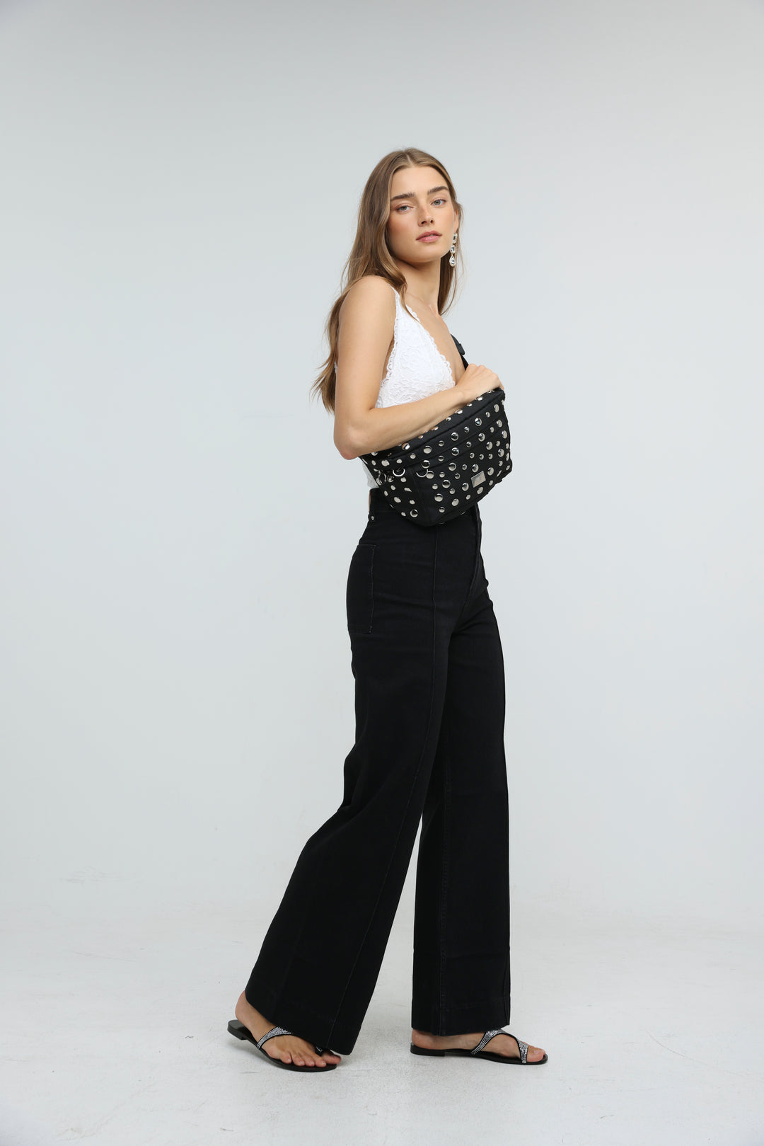 EE Studded Black Belt Bag