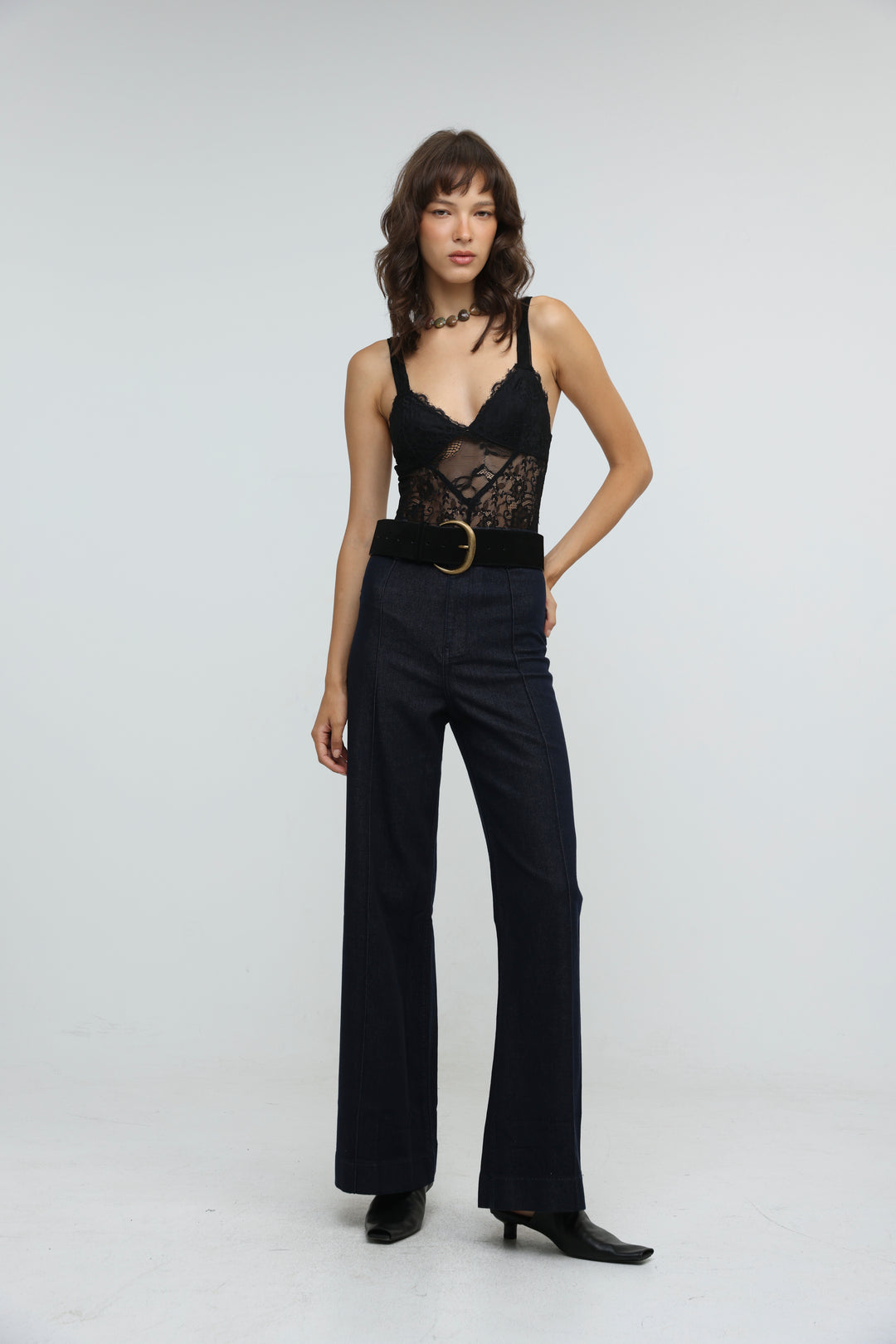 Wide Black Suede Belt