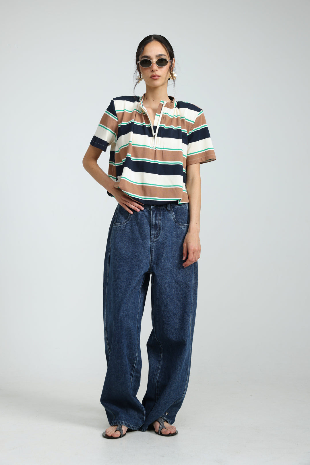 Charm Brown Striped Polo