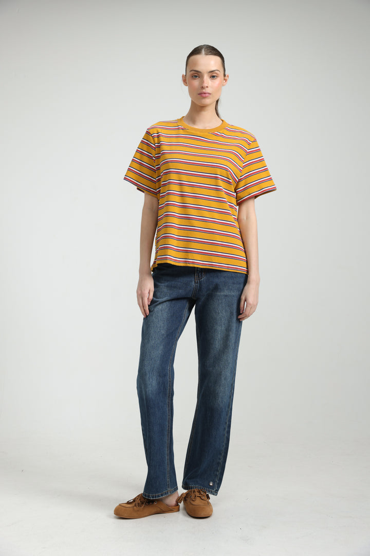 Simpla Orange Striped T-Shirt