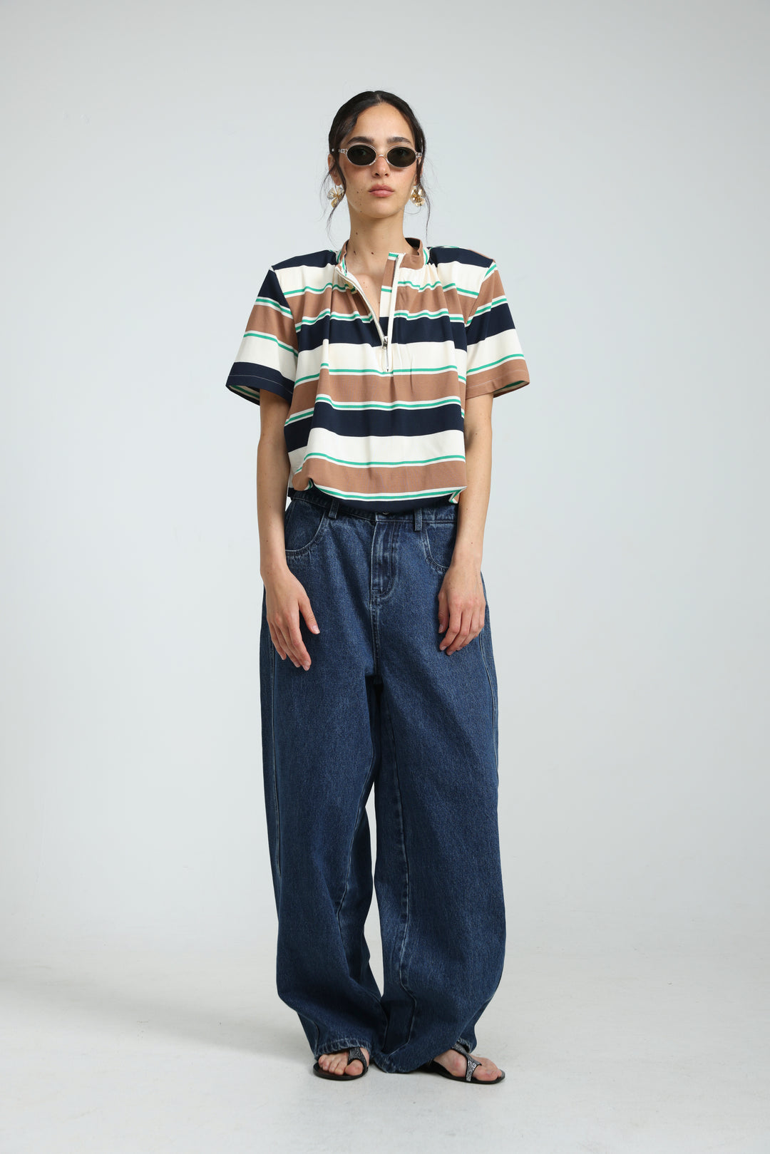 Charm Brown Striped Polo