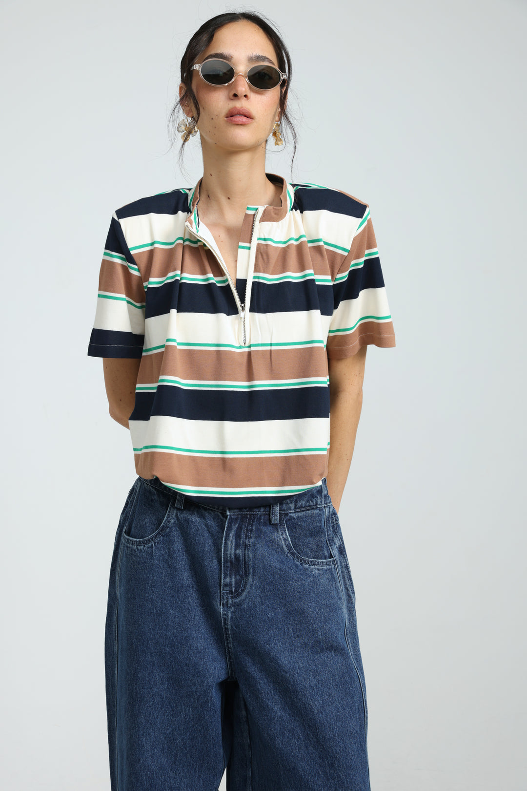 Charm Brown Striped Polo