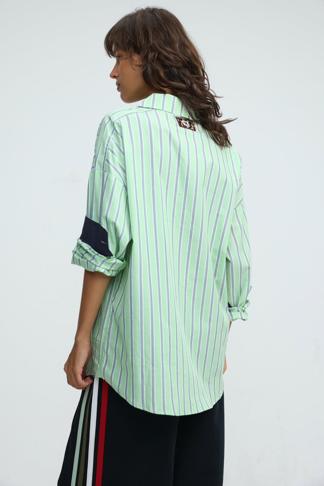 Relaxed Striped Green Buttoned Shirt